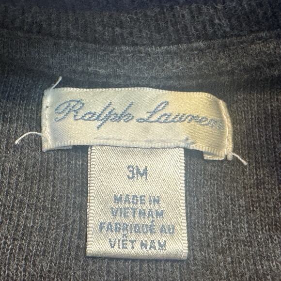 Ralph Lauren Baby Boy 1/4 Zip Sweater Size 3 months Gray Pony Logo Cotton Blend - Picture 6 of 8